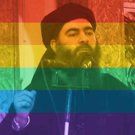 Dialectical synthesis in one social media profile picture: ISIS's Al Baghdadi celebrates #lovewins.